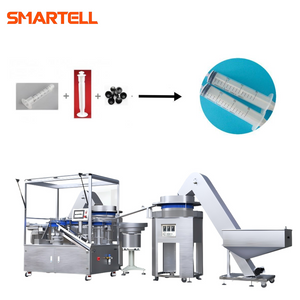 Línea de producción de jeringas automatizada con conjunto de junta y émbolo de barra integrados