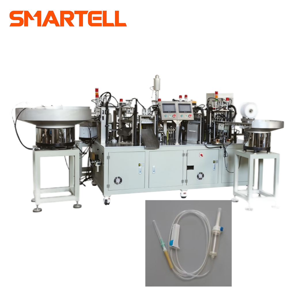 Equipo de infusión automático Máquina de ensamblaje de cámara de goteo de seis partes