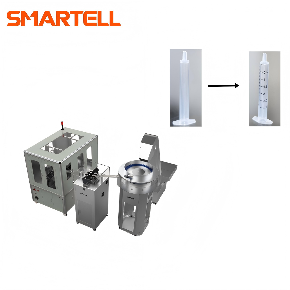 Línea de escala de jeringa médica, máquina de impresión, máquina de tampografía con barril de jeringa