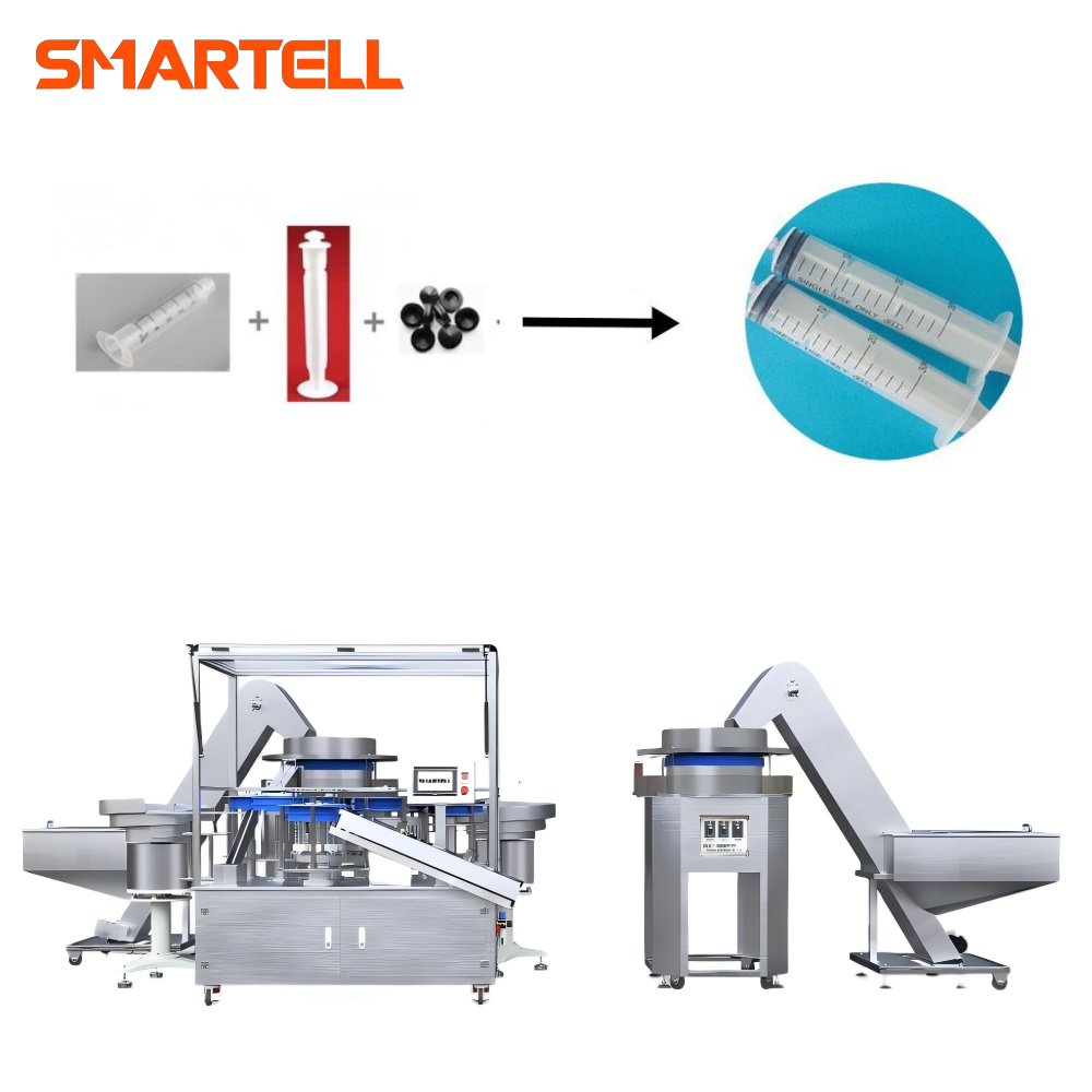 Línea integral de ensamblaje de barriles, émbolos y juntas de jeringas