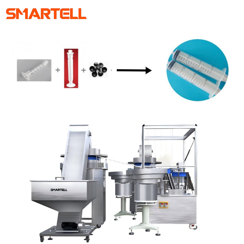 Línea integral de ensamblaje de barriles, émbolos y juntas de jeringas