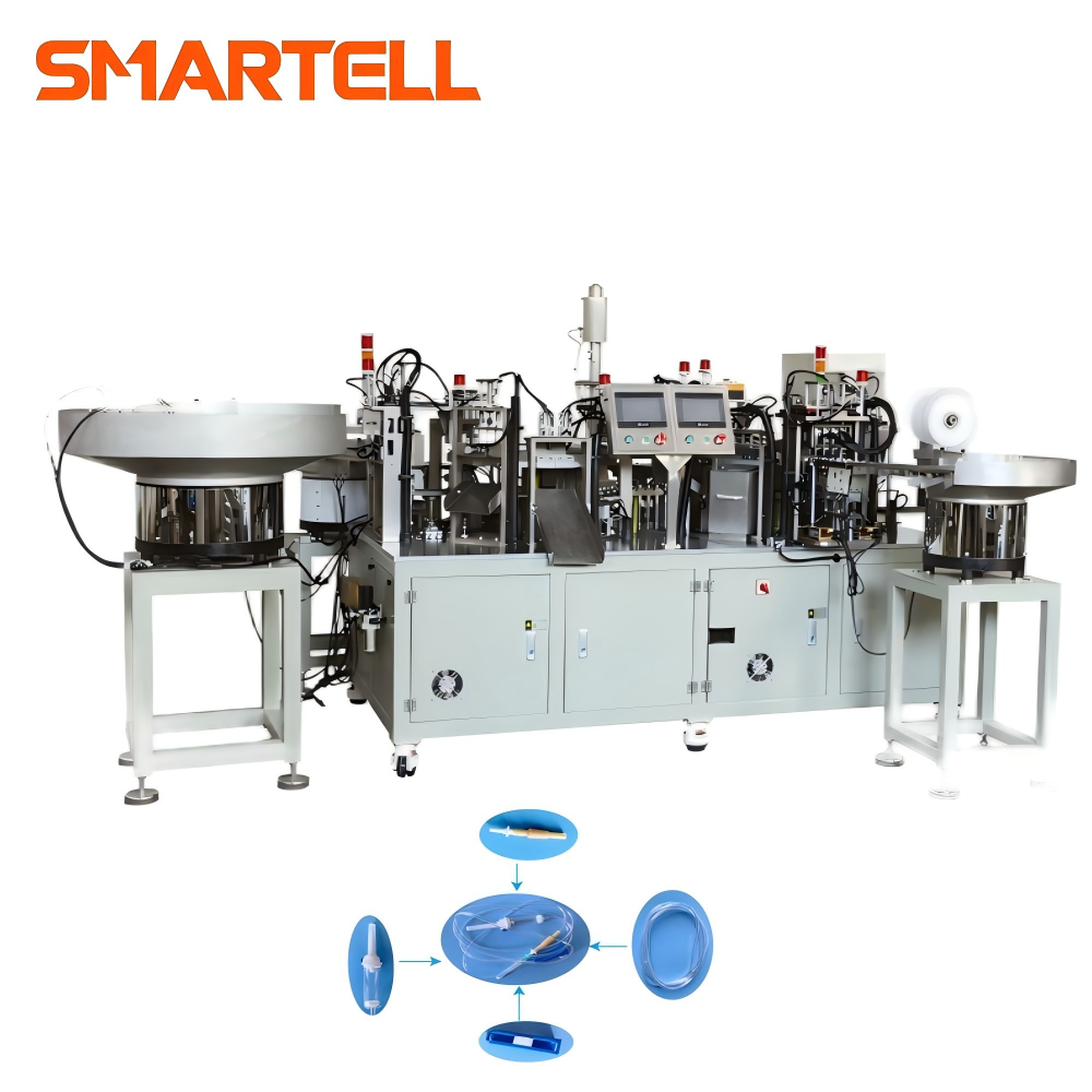 Equipo de infusión automático Máquina de ensamblaje de cámara de goteo de seis partes