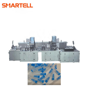 Máquina de ensamblaje de agujas de jeringa hipodérmica controlada por PLC para uso en la industria médica con componentes de bomba de engranajes 1 año de garantía