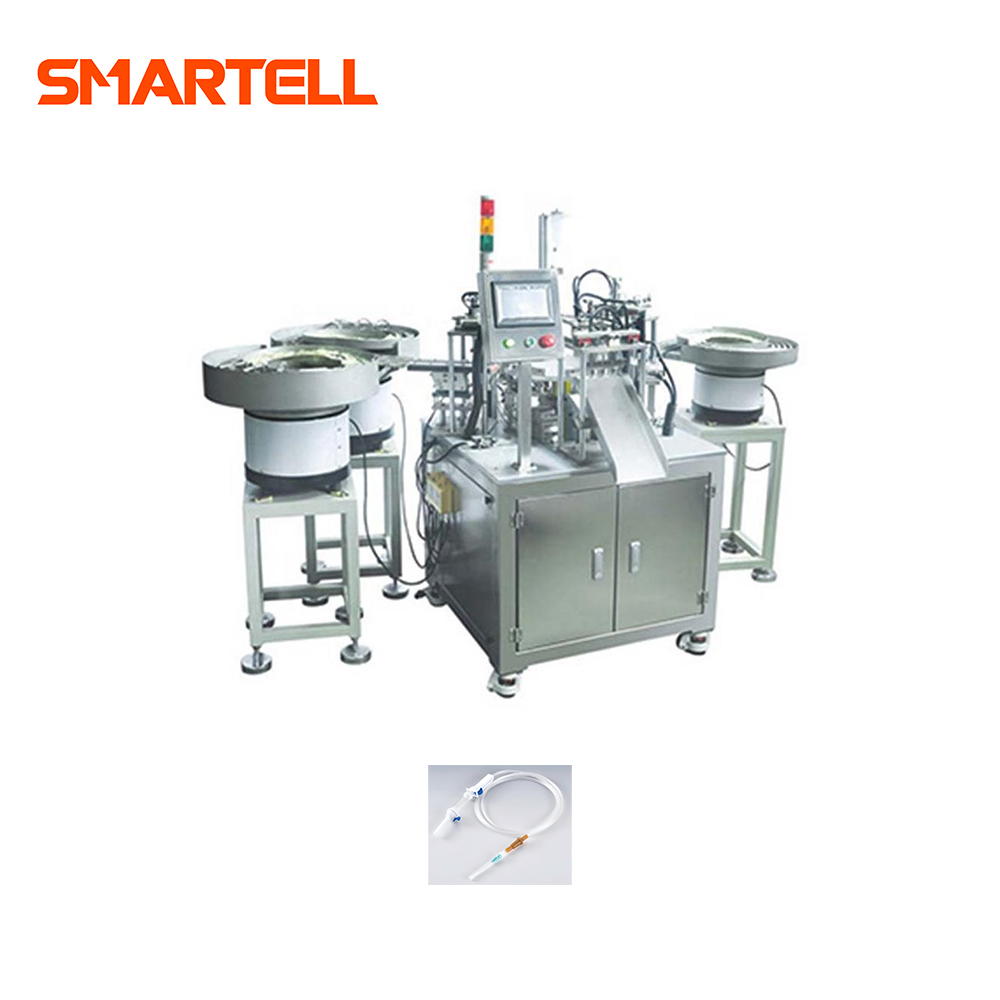 Máquina de ensamblaje de conector de tubo de látex, juego de plástico de infusión IV