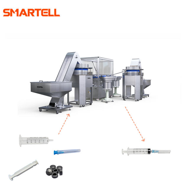 Línea de producción de máquinas para fabricar jeringas Equipo de ensamblaje de jeringas completamente automático para fábrica