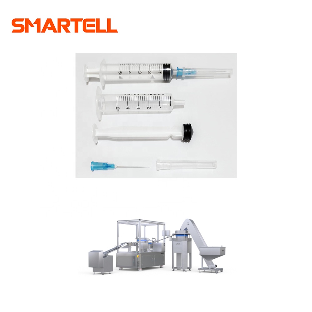 Máquina de ensamblaje de jeringas de 3 partes controlada por PLC de 1 ml a 10 ml
